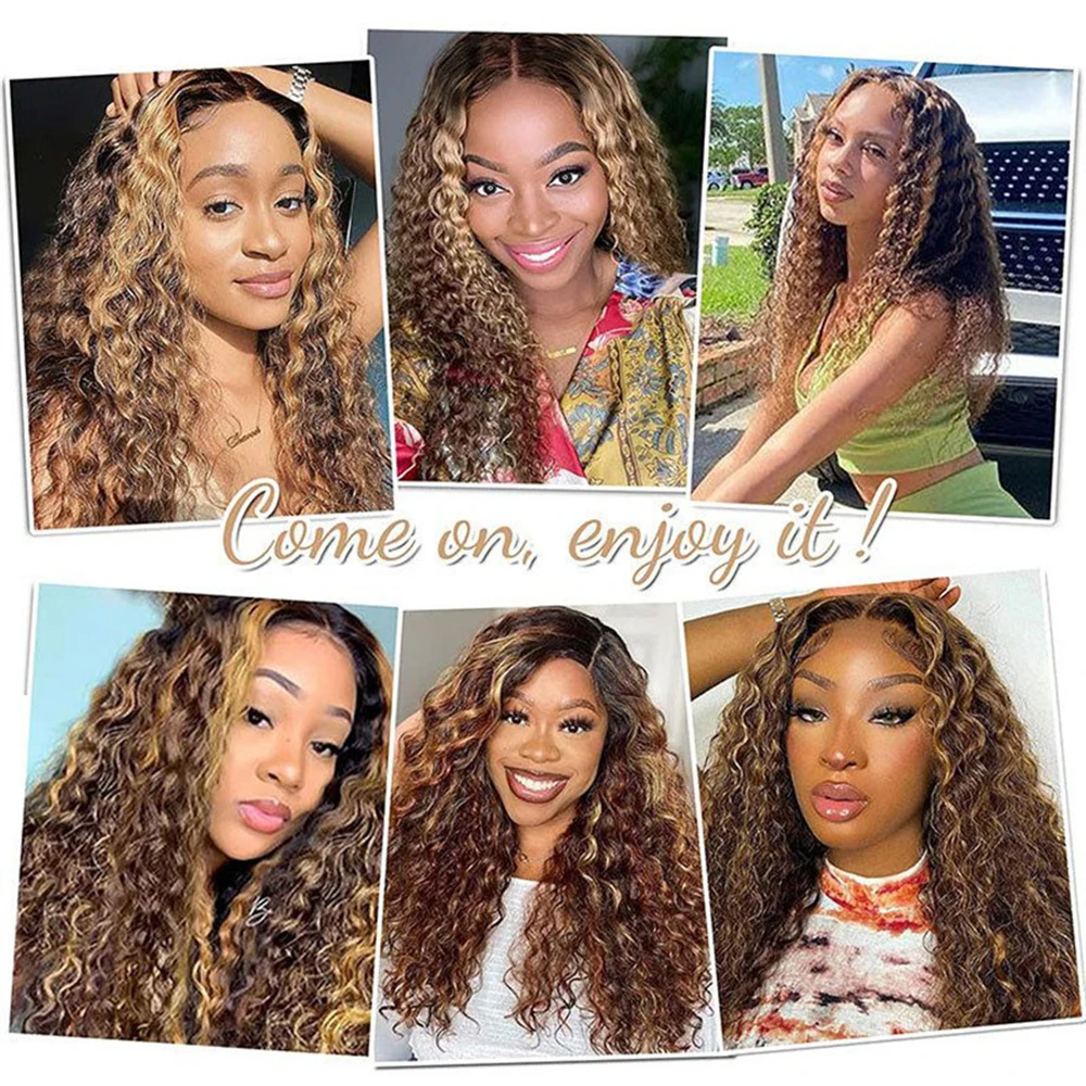 [Glueless Wig]  Highlight Color P4/27 Deep Wave HD 4x4 & 5x5 lace Pre-cut Glueless Wig With Baby Hair