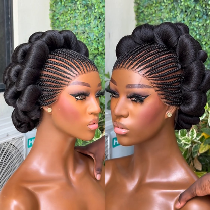 All-Lace Baby Hair Wig Bantu Knot Twisted Braid Wig