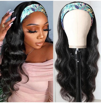 Black Long Wave Hair Headband Wig