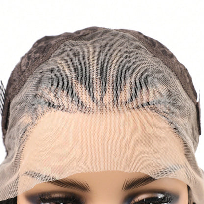 26 Inches Long 13x4 Front Lace Braids Curly Glueless Wigs With Baby Hair