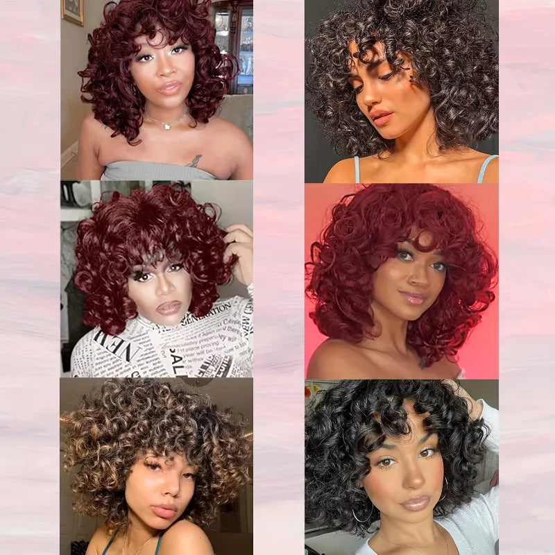 12 Inch Elegant Short Roll Wavy Costume Wig Natural Black Soft Curly Wig