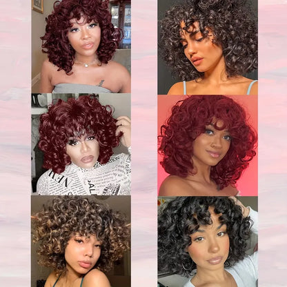 12 Inch Elegant Short Roll Wavy Costume Wig Natural Black Soft Curly Wig
