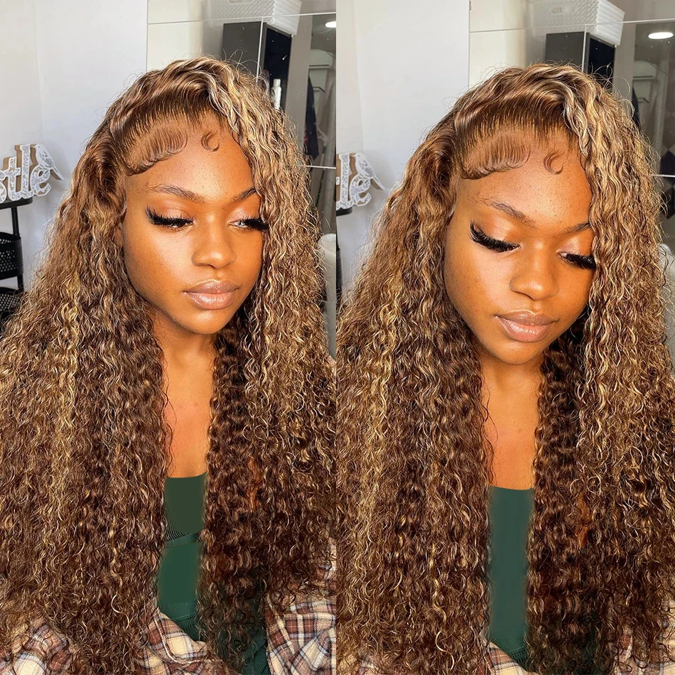 [Glueless Wig] Hair Pre-cut Glueless 4x4 & 5x5 lace Wig Highlight Color P4/27 Water Wave Wig For Black Women