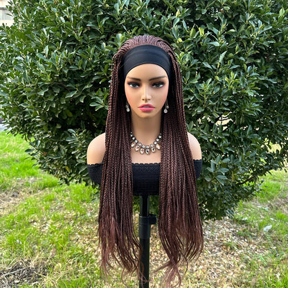 Black Long Micro Braids Wig Headband Wigs Box Braided Wig