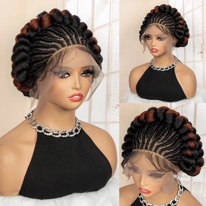 All-Lace Baby Hair Wig Bantu Knot Twisted Braid Wig
