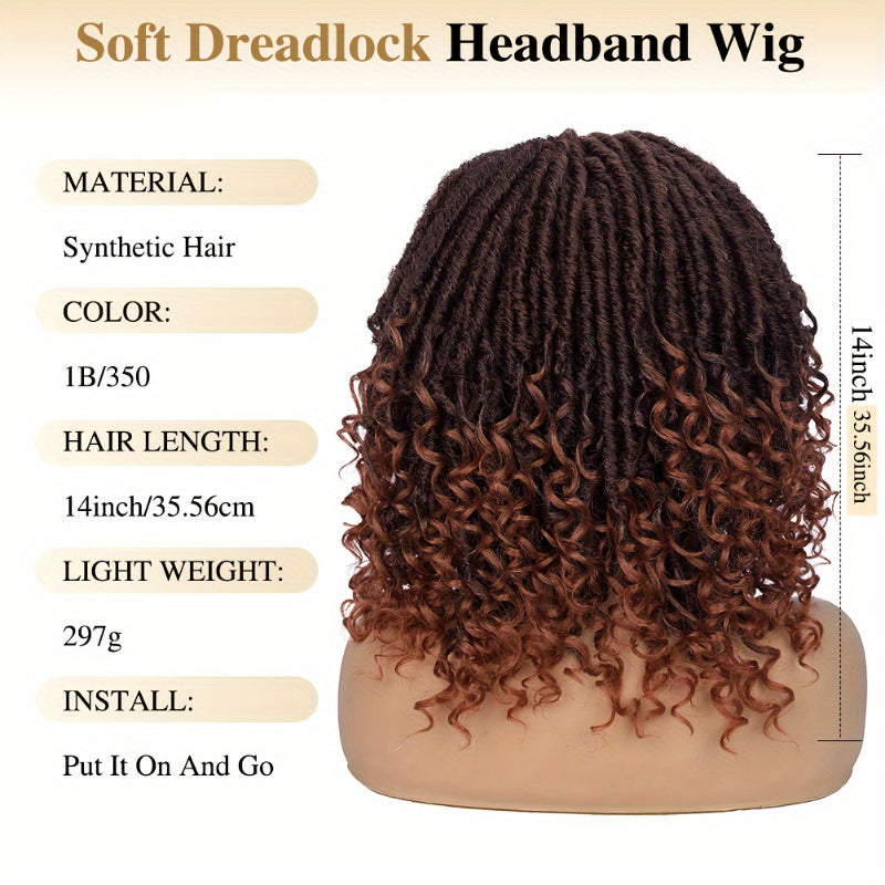 Headband Dreadlock Curly  Locs Crochet Hair  Afro Crochet Twist Braids Hair Wigs