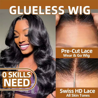 [Glueless Wig] Pre-cut 5x5 HD Invisible Lace Front Wigs Pre Plucked Body Wave Glueless  Wigs