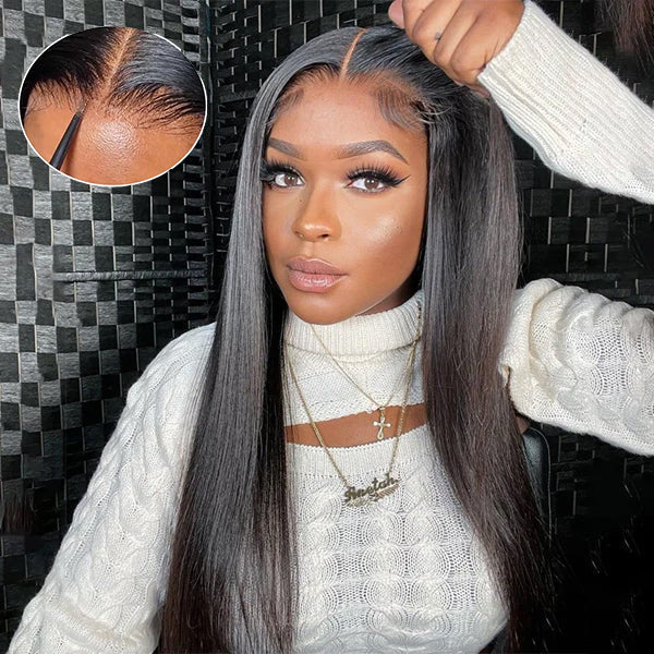 [Glueless Wig]  Long Straight 4x4 5x5 Pre-cut Lace Ready To Go Glueless Lace Closure  Wigs