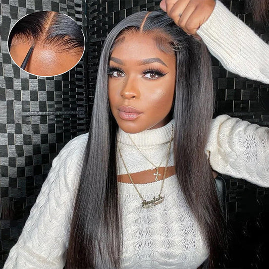 [Glueless Wig]  Long Straight 4x4 5x5 Pre-cut Lace Ready To Go Glueless Lace Closure  Wigs
