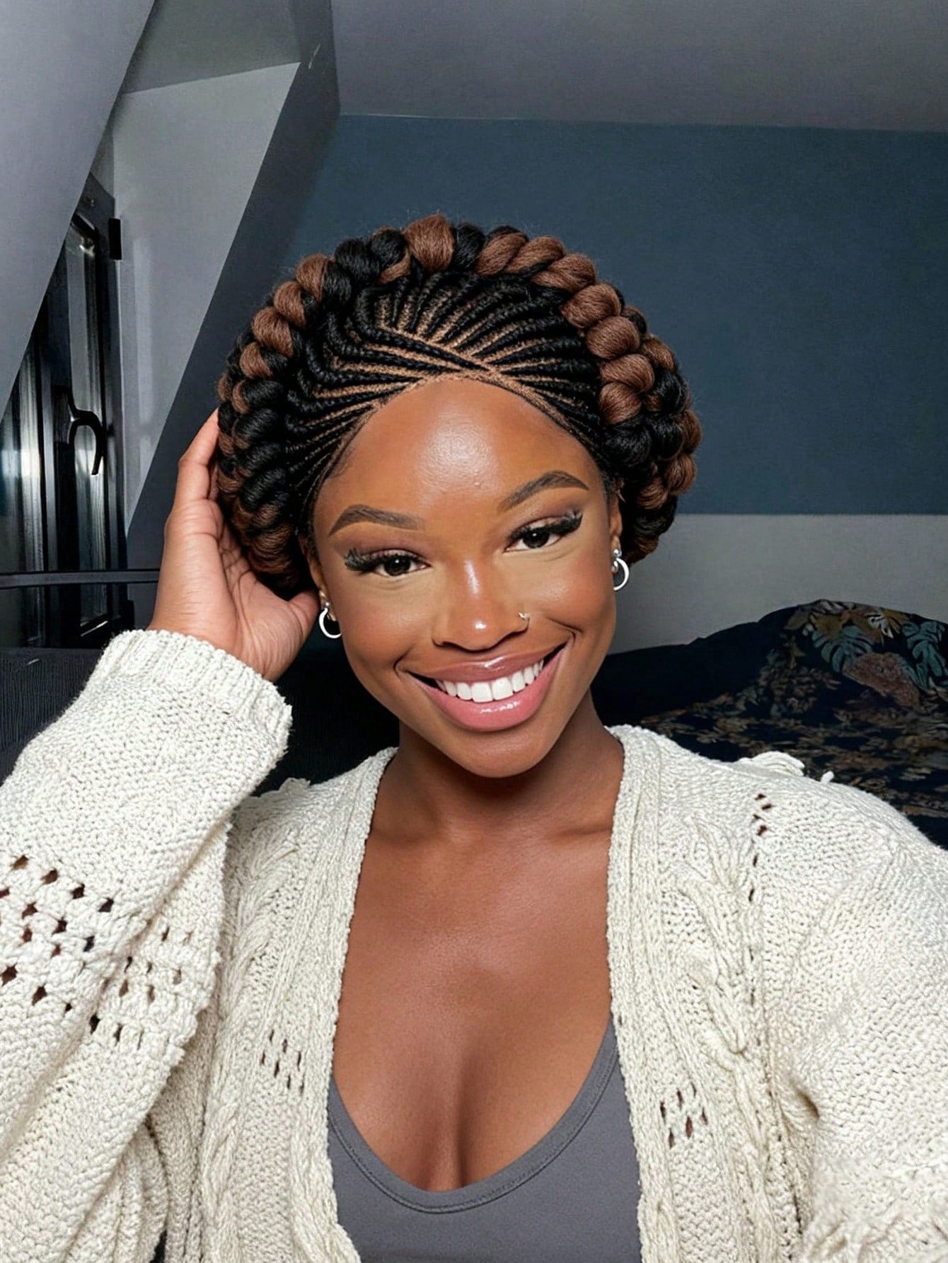 All-Lace Baby Hair Wig Bantu Knot Twisted Braid Wig