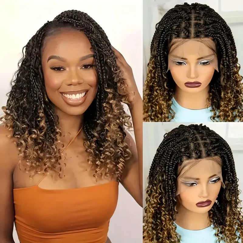 Handmade Woven Wavy Braided Full Lace Front Wig, 200% Density Breathable Lace Wig