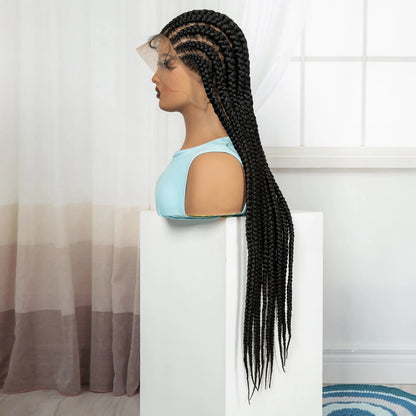 32In Full Lace Cornrow Braided Wigs Knotless Lace Frontal Braids Wig with Baby Hair