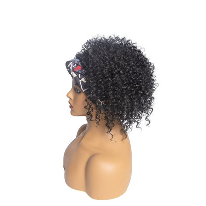 Hot Sexy Kinky Black Wig with Cross Headband