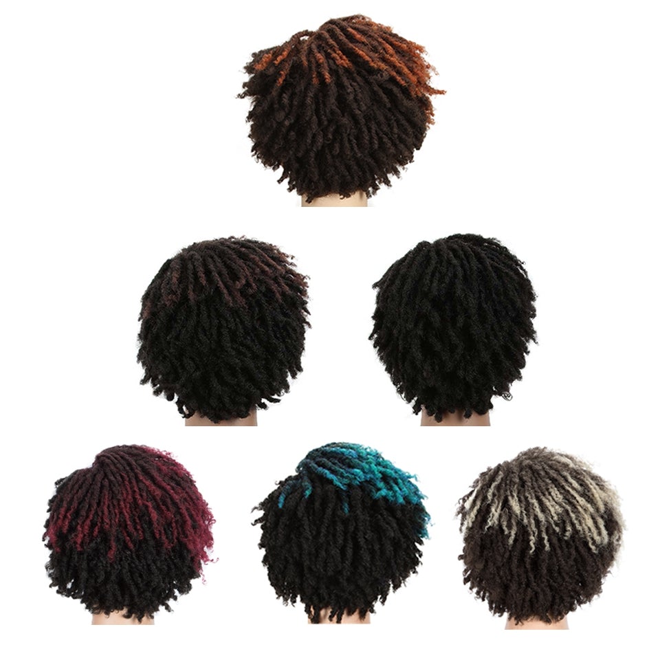 10 Inches Afro Kinky Curly Wig Short Dreadlock Wig With Bangs Crochet Wig for Black Women