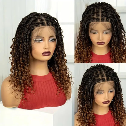 Handmade Woven Wavy Braided Full Lace Front Wig, 200% Density Breathable Lace Wig