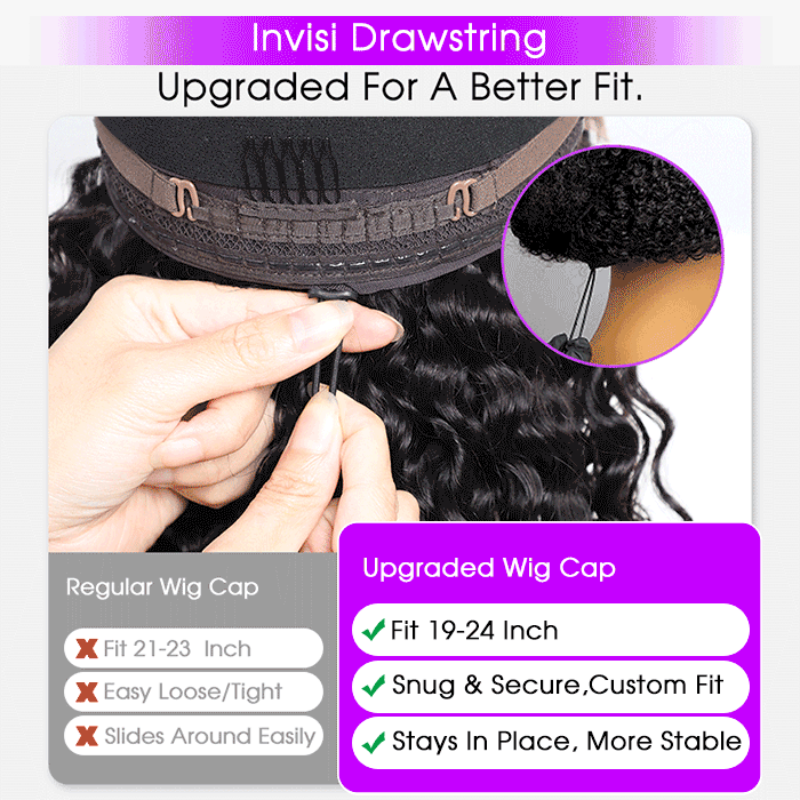 Glueless Pull Go Drawstring 13x6 HD Lace Frontal Colored Boho Braided Water Wave Wigs