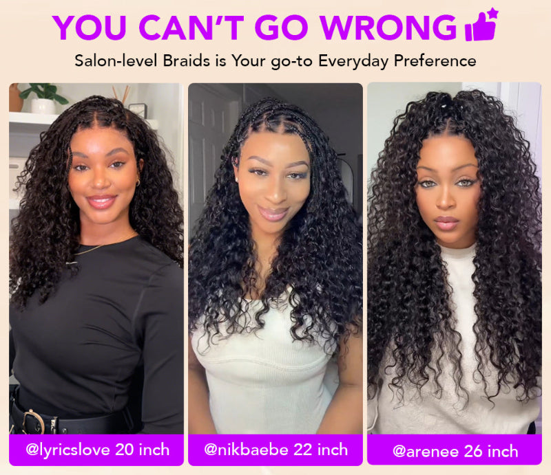 Knotless Boho Braided Curly Wigs Drawstring Full Frontal HD Lace Braided Glueless Wigs
