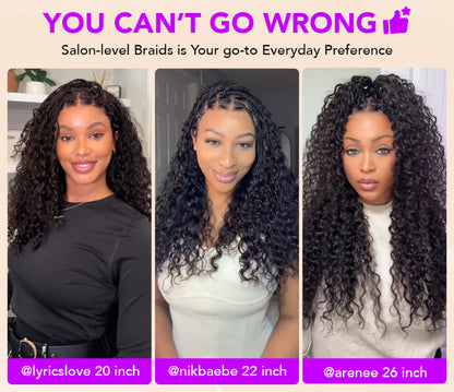 Knotless Boho Braided Curly Wigs Drawstring Full Frontal HD Lace Braided Lace Glueless Wigs