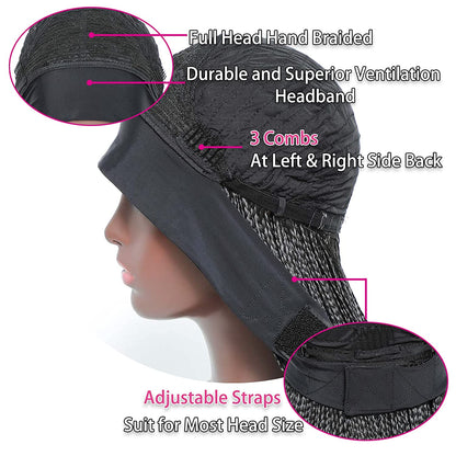 Black Long Micro Braids Wig Headband Wigs Box Braided Wigs