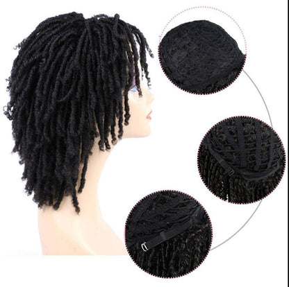 Dreadlock Wig Short Twist Wigs for Black Women Afro Curly Hair