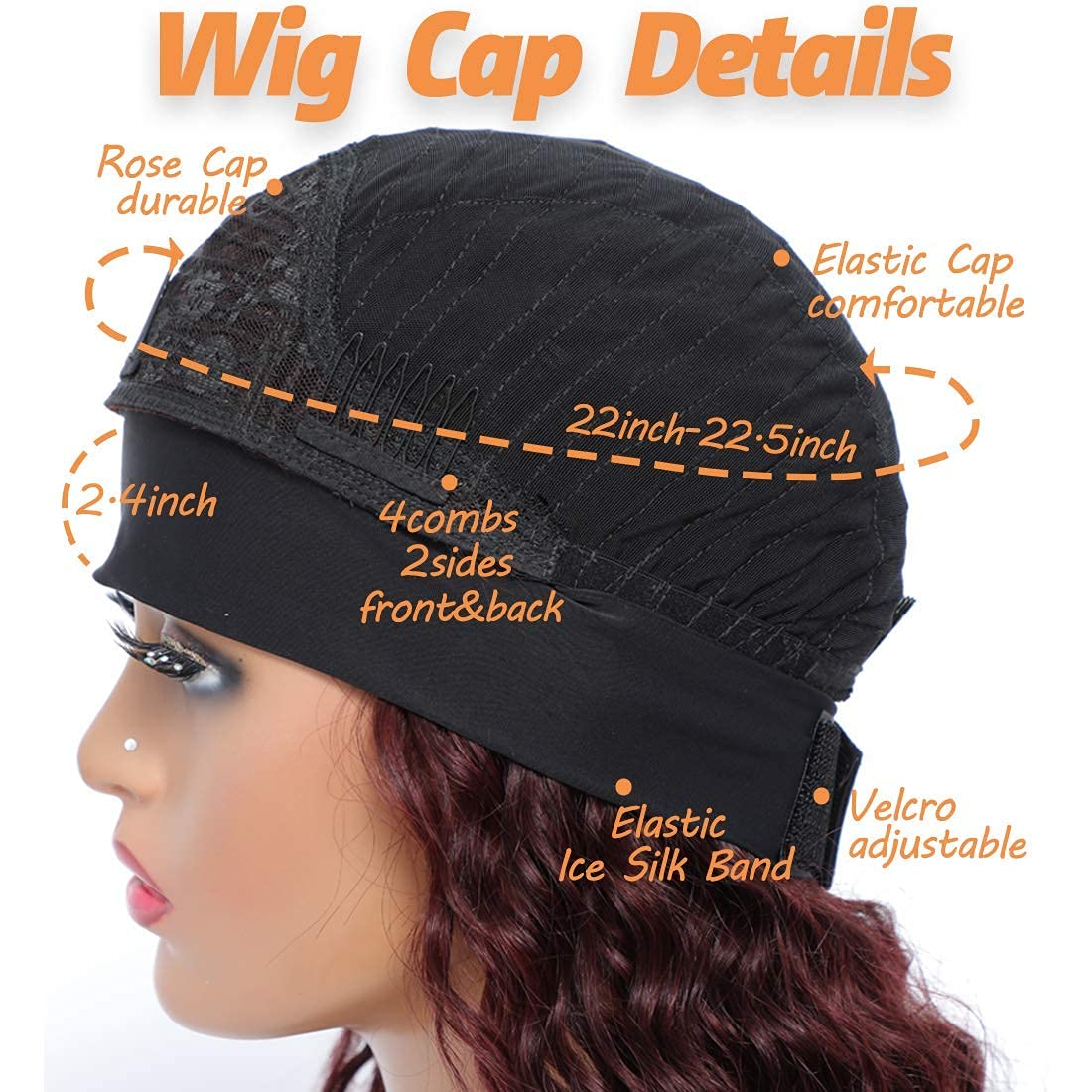 Wine Red Curly Long Hair Headband Glueless Wig