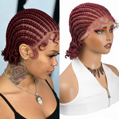 8" Short Cornrow Braided Bob Wigs  Full Lace Braided Wigs Unisex Cornrow Bob Wig