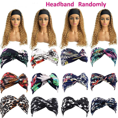 Black Mixed Blonde Curly Long Hair Headband Glueless Wig