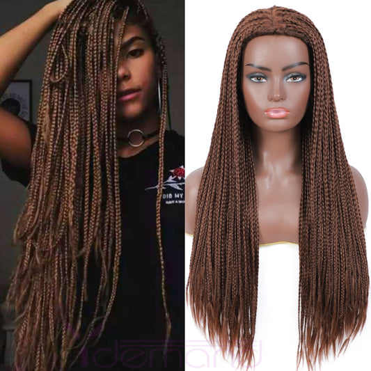 Dark Brown Micro Braids Wig Box Braided Wigs for Black Women