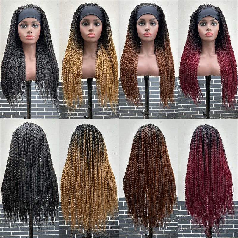 Ice Silk Headband Instant Noodles curved three strands Braided wig head set 26-inch African dreadlocks wig head set