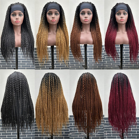 Ice Silk Headband Instant Noodles curved three strands Braided wig head set 26-inch African dreadlocks wig head set