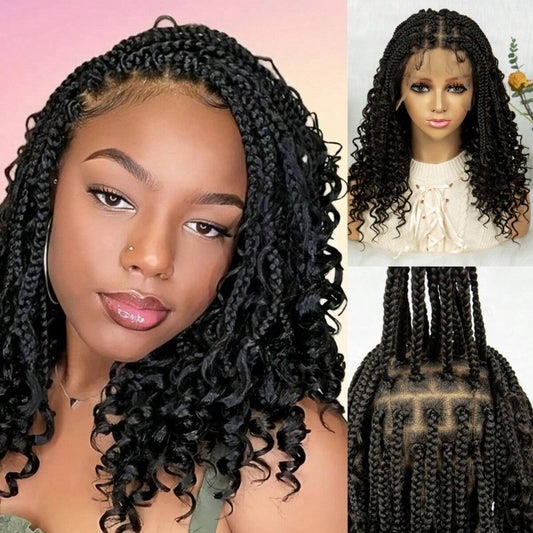 Handmade Woven Wavy Braided Full Lace Front Wig, 200% Density Breathable Lace Wig
