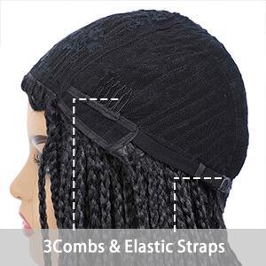 Black Color Long Micro Braids Wig Box Braided Wigs for Black Women