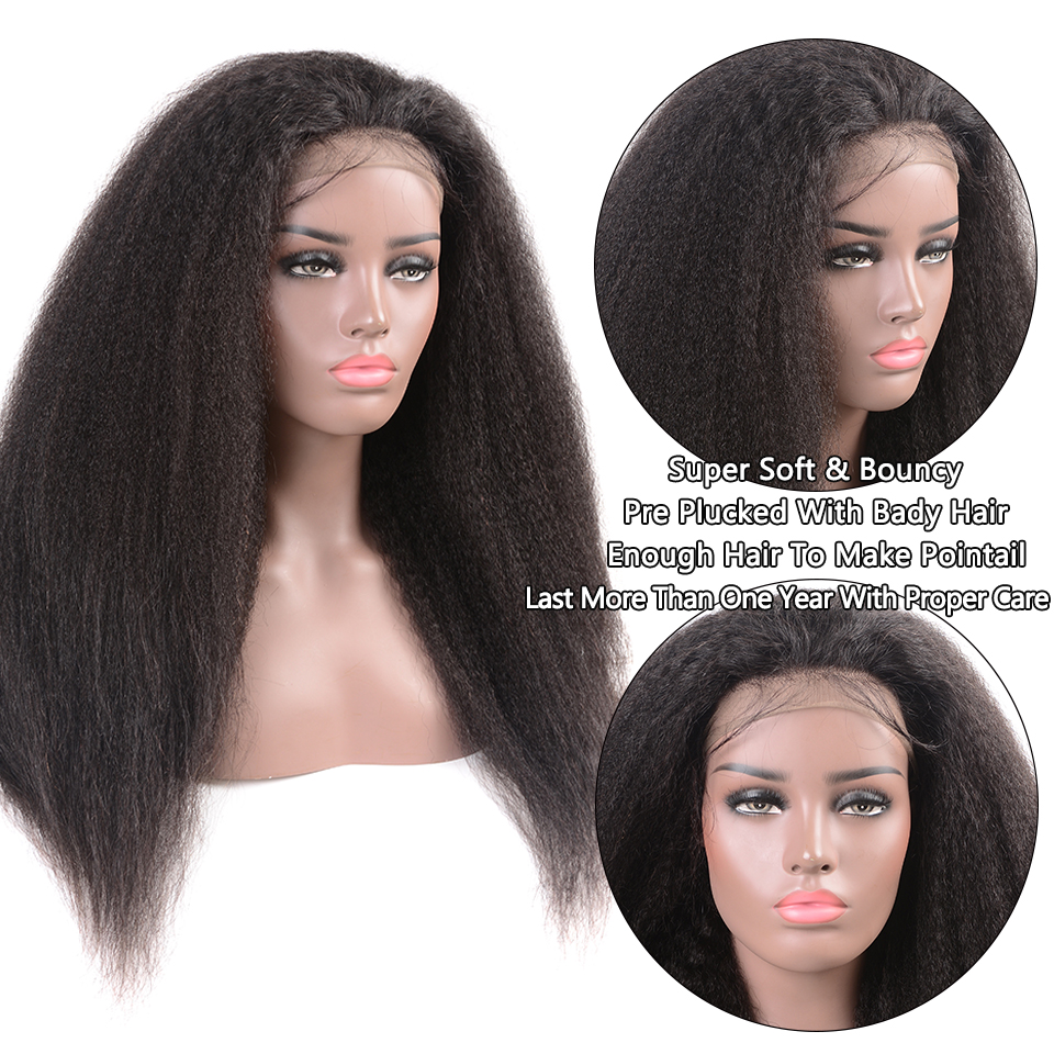 [Glueless Wig]  Easy To Wear Glueless Wigs Kinky Straight Pre-Cut 4x4/5x5 HD Transparent Lace Closure Wig with Pre Plucked Hairline