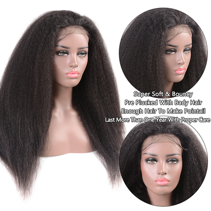 [Glueless Wig]  Easy To Wear Glueless Wigs Kinky Straight Pre-Cut 4x4/5x5 HD Transparent Lace Closure Wig with Pre Plucked Hairline