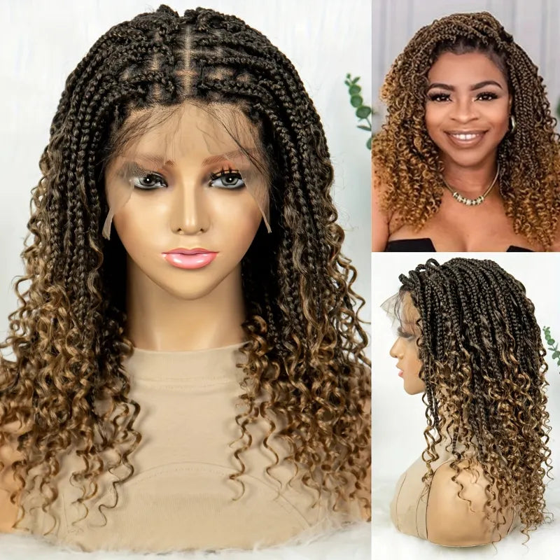 Handmade Woven Wavy Braided Full Lace Front Wig, 200% Density Breathable Lace Wig