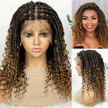 Handmade Woven Wavy Braided Full Lace Front Wig, 200% Density Breathable Lace Wig
