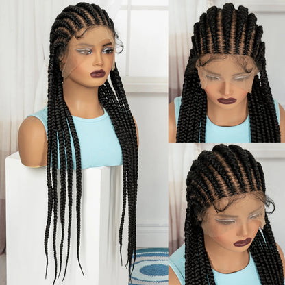 32In Full Lace Cornrow Braided Wigs Knotless Lace Frontal Braids Wig with Baby Hair