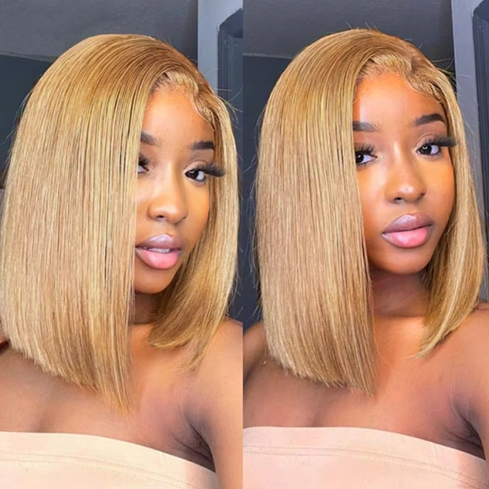 #27 Blonde Blunt Cut Short Bob Wig 5x5/6x6 HD Lace Closure Wig