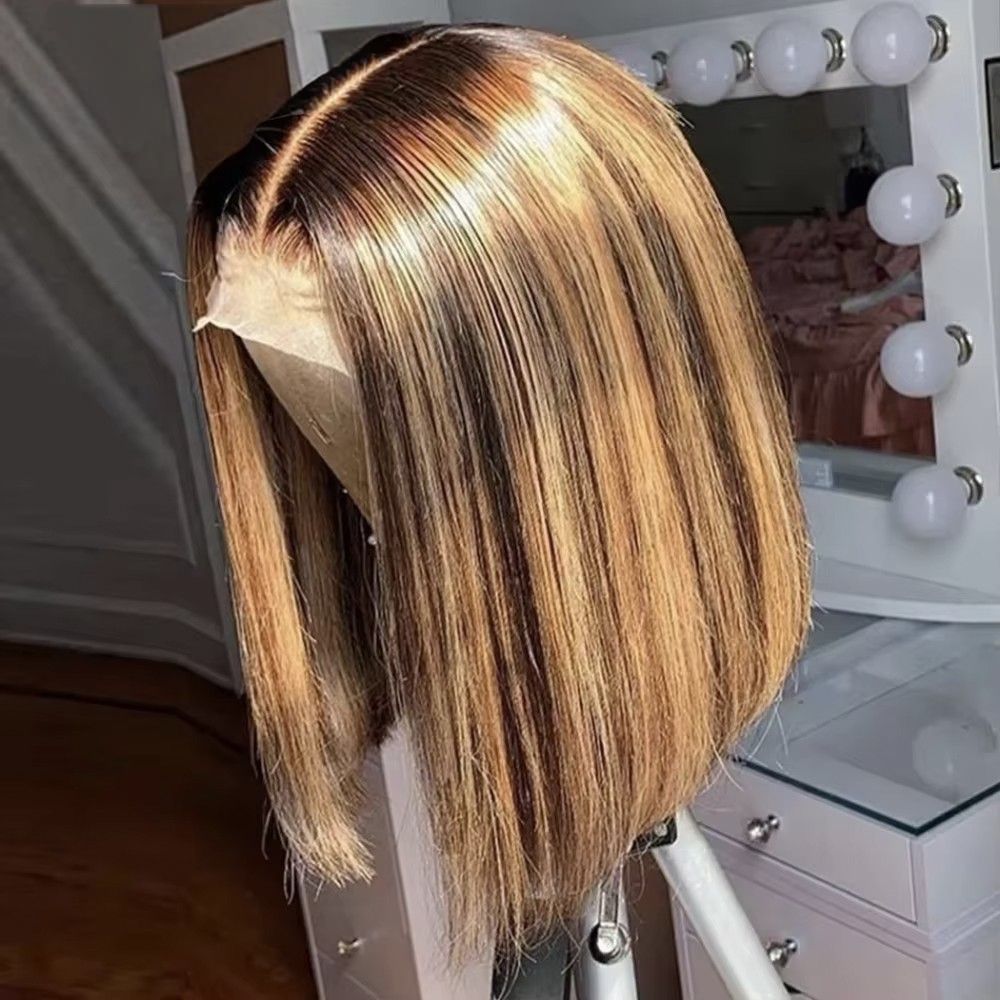 Blunt Cut Bob Wig Ombre 5x5/6x6 Wigs 4/27 Colored Transparent Lace Wig