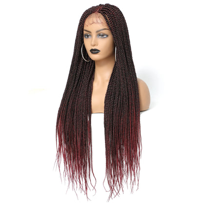 Ice silk Headband 4*4 Front lace long triple braid 550gLace Wig With baby Hair