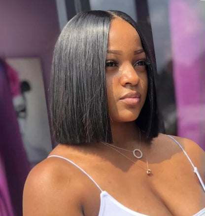 Blunt Cut 5x5/6x6 HD Lace Bob Wig Straight Natural Color for Black Women Wig 220% Density