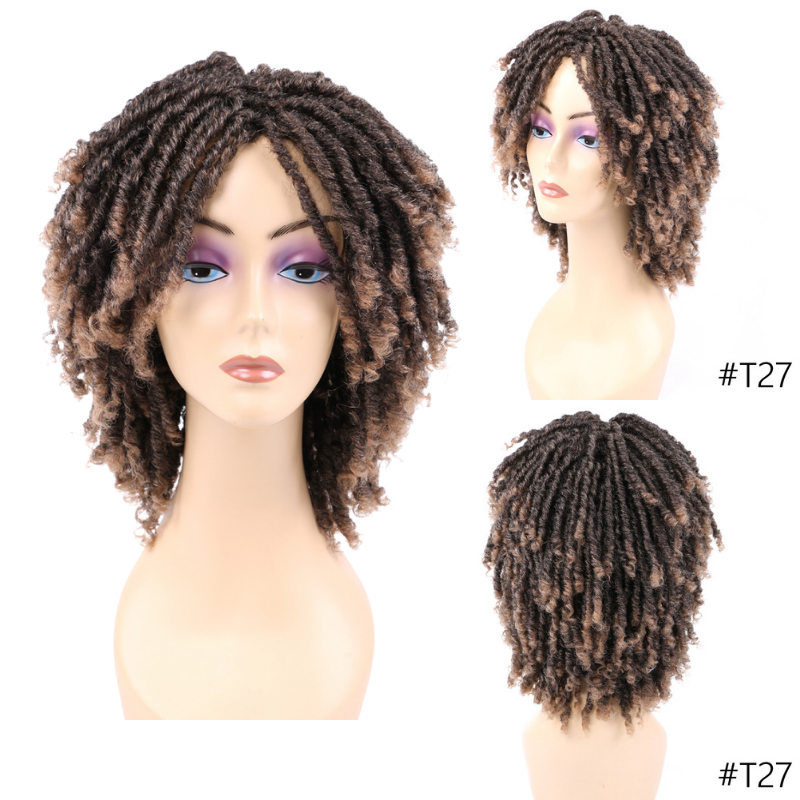 Dreadlock Wig Short Twist Wigs for Black Women Afro Curly Hair