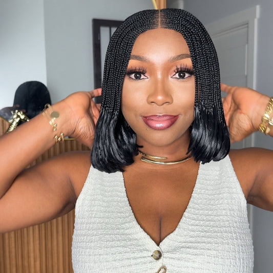 Knotless Classic Braided Center Cornrow Bob Wig