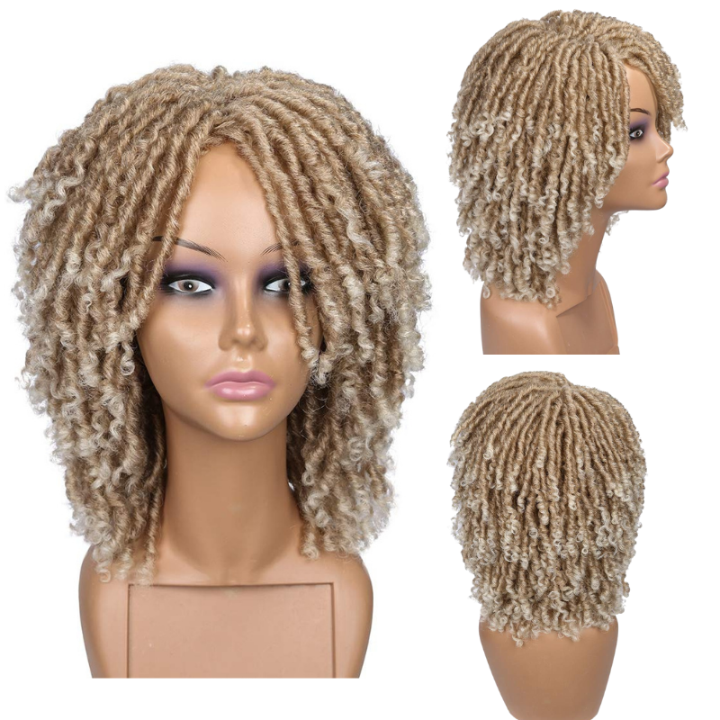 Dreadlock Wig Short Twist Wigs for Black Women Afro Curly Hair