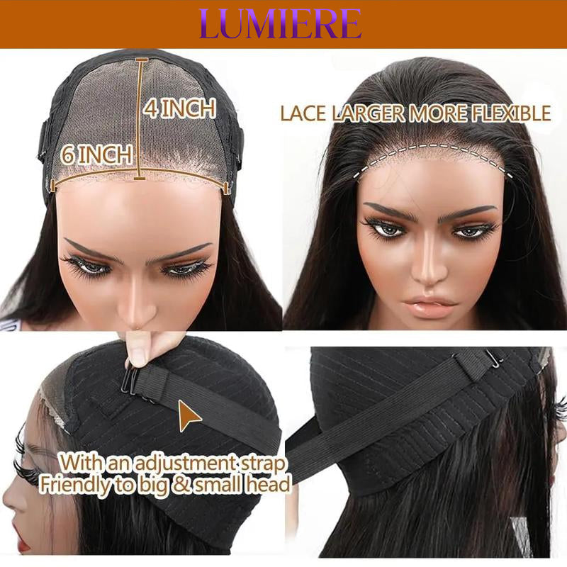 [Glueless Wig]  6x4 HD Lace Glueless Straight Wigs 3D Dome Cap Pre-Cut Wigs for Women