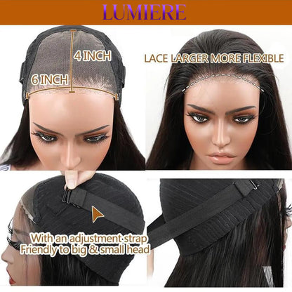 [Glueless Wig]  6x4 HD Lace Glueless Straight Wigs 3D Dome Cap Pre-Cut Wigs for Women