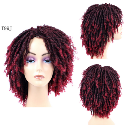Dreadlock Wig Short Twist Wigs for Black Women Afro Curly Hair