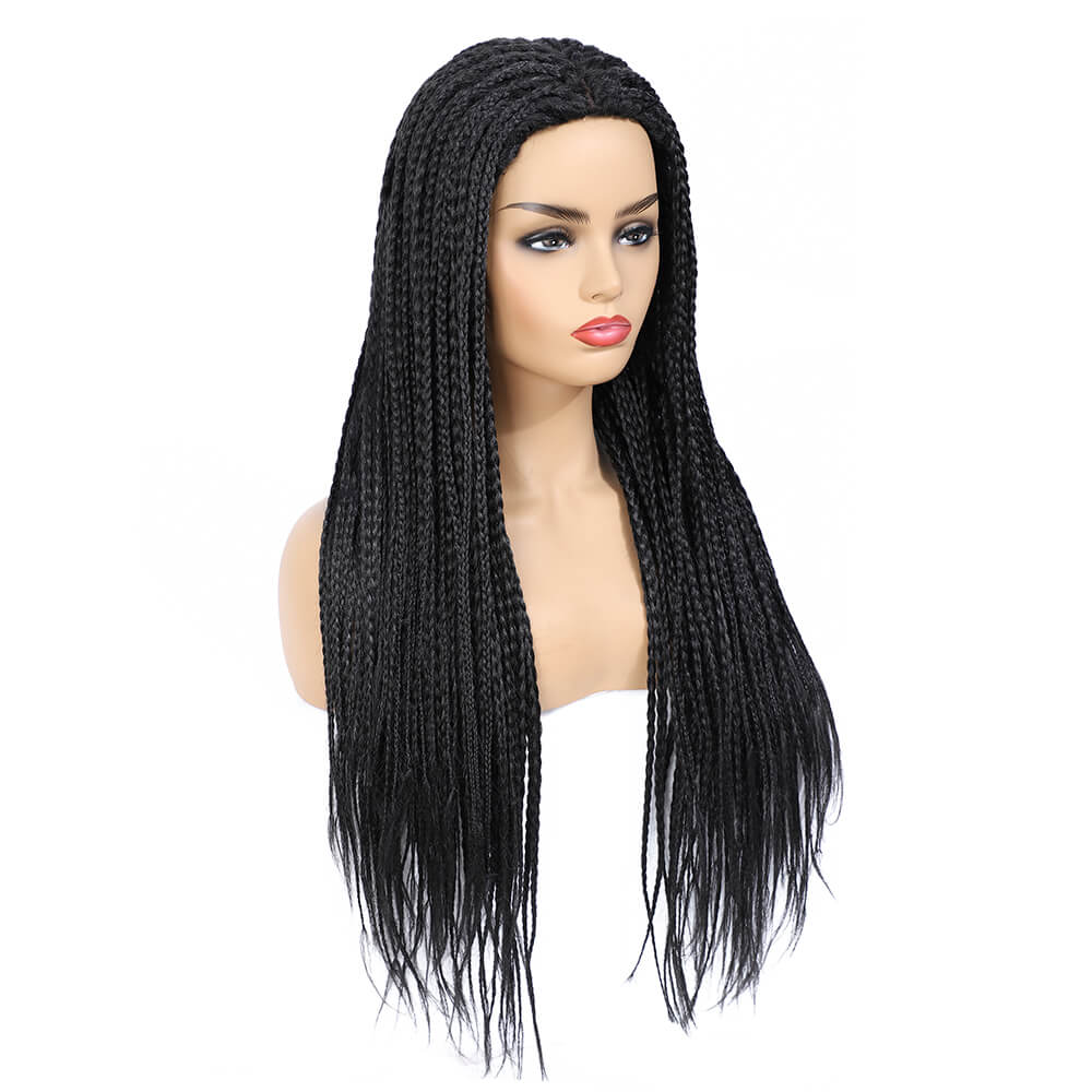 Black Color Long Micro Braids Wig Box Braided Wigs for Black Women