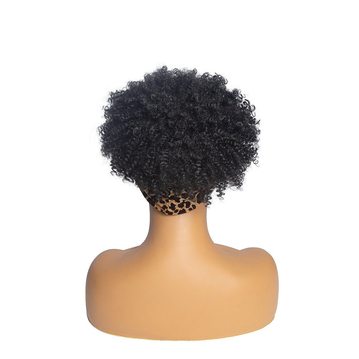 Hot Sexy Kinky Black Bang Wig with Cross Leopard Headband