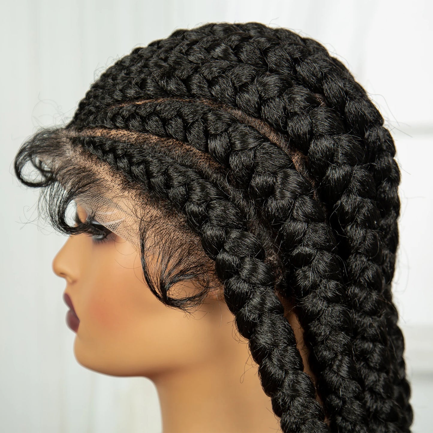 32INCH Cornrow Braided Wigs Full Lace Braids Wig with Baby Hair Lace Frontal Knotless Braided Lace Wig
